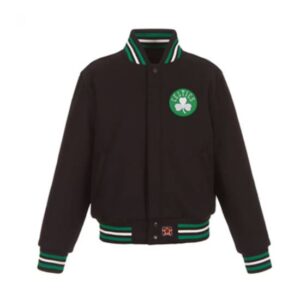 Boston Celtics Jh Design Black Nba Logo Wool Varsity Jacket