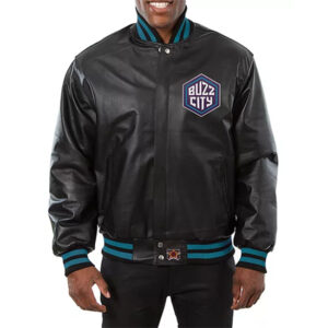 Charlotte Hornets Letterman Leather Varsity Jacket