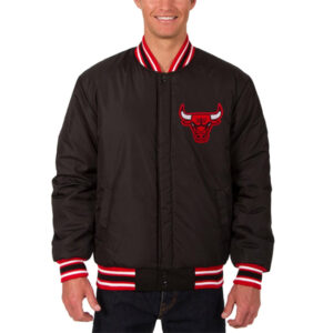 Chicago Bulls Jh Design Black Reversible Wool Logo Jacket