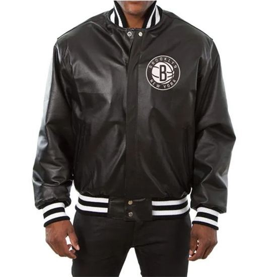 NBA Brooklyn Nets Black Leather Jacket