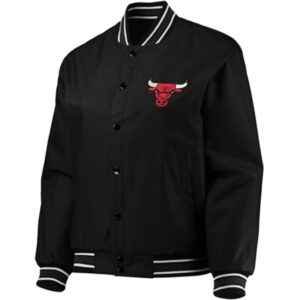 NBA Chicago Bulls JH Design Black Plus Size Poly Twill Jacket