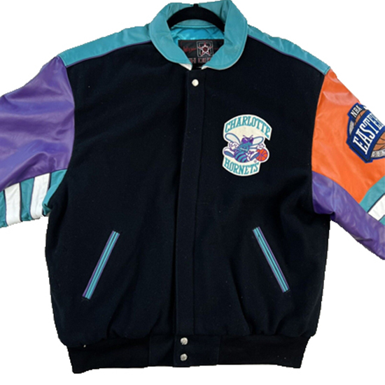 Vintage 90's Jeff Hamilton Charlotte Hornets Wool Varsity Jacket