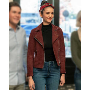 The Out-Laws 2023 Nina Dobrev Suede Leather Jacket