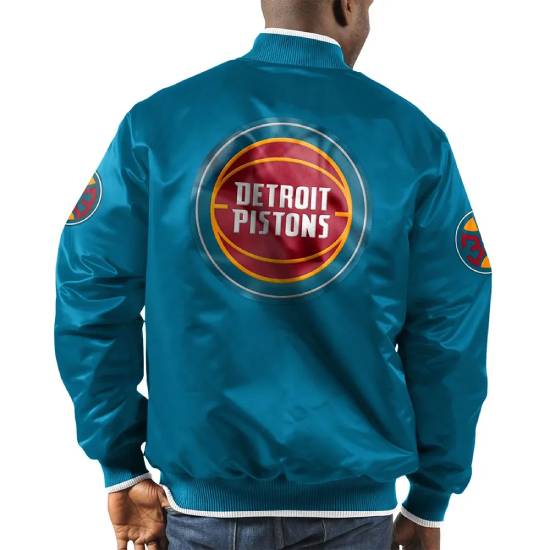 Ty Mopkins Detroit Pistons Full Snap Blue Satin Jacket