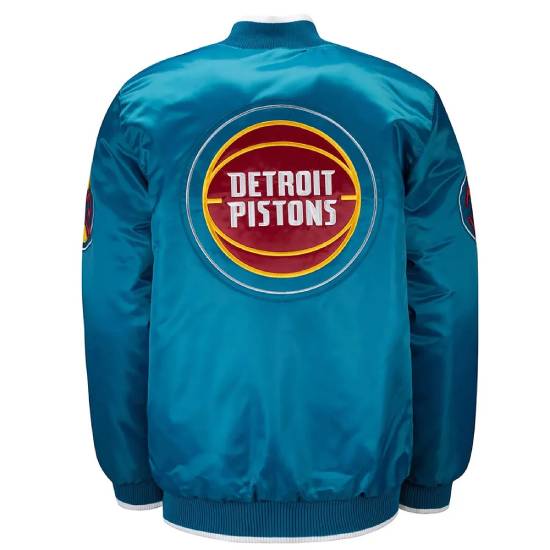 Ty Mopkins Detroit Pistons Full Snap Blue Teal Satin Jacket