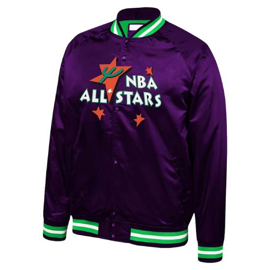 1995 All-Star Game Lightweight Full-Snap Purple Satin Jacket