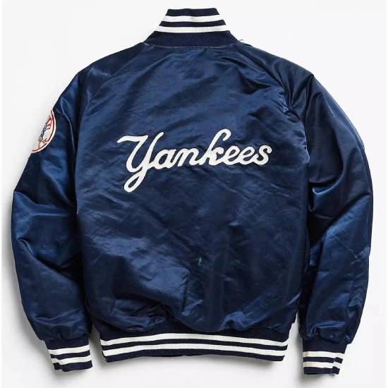 90s New York Yankees Blue & White Bomber Jacket