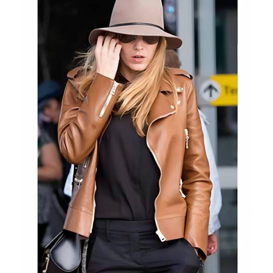 Blake Lively Motorcycle Brown Leather Jacket