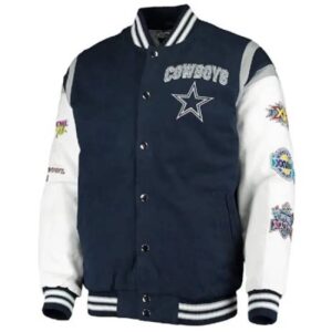 Dallas Cowboys Super Bowl 5x Champions Navy & White Varsity Jacket