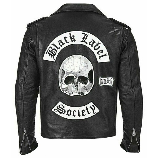 Doom Crew Black Label Society Biker Leather Jacket