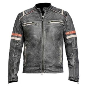 Eurovision Song Contest Lars Erickssong Cafe Racer Leather Black Jacket