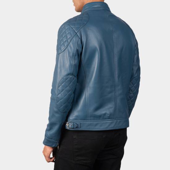 Gatsby Biker Blue Leather Jacket