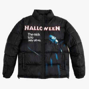 Halloween The Trick Is To Stay Alive Black Puffer Jacket