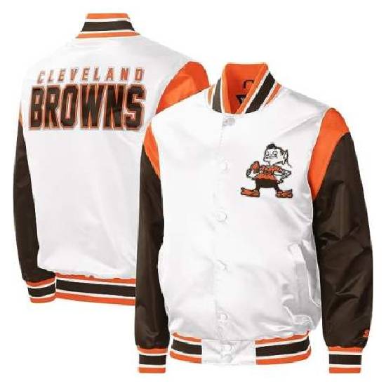 Men’s Cleveland Browns NFL Throwback Warm-Up Pitch Satin Varsity Jacket