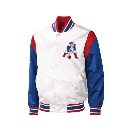 Men’s New England Patriots Throwback Warm Up Pitch White Jacket