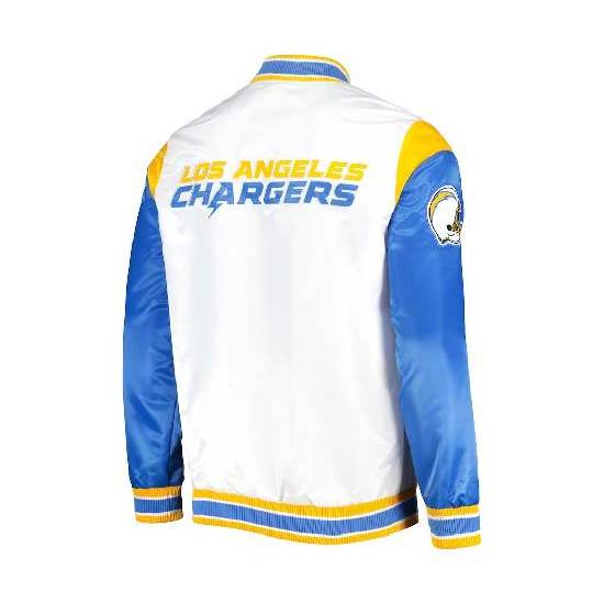 Men’s Starter Los Angeles Chargers Throwback Warm-Up Pitch Satin Jacket