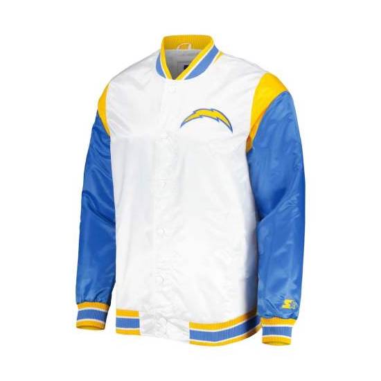 Men’s Starter Los Angeles Chargers Throwback Warm-Up Pitch White Satin Jacket