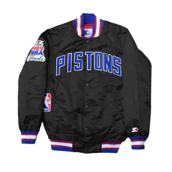 NBA Starter Detroit Pistons Black Satin Jacket