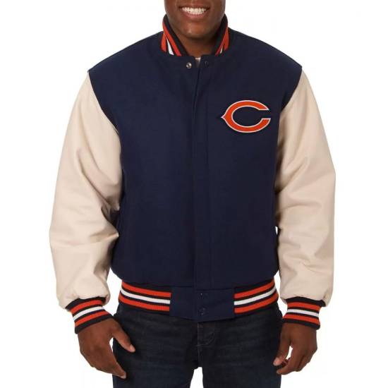 NFL Chicago Bears Navy Blue Varsity Jacket
