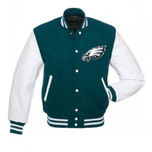 Philadelphia Eagles Green and White Wool Letterman Varsity Jacket