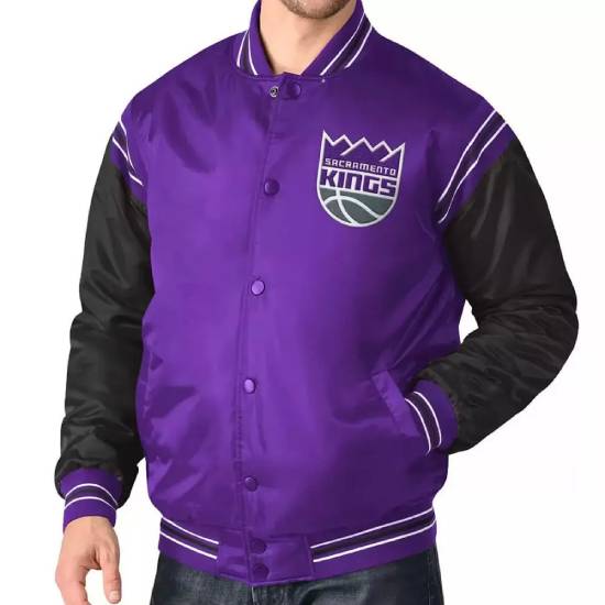 Sacramento Kings Renegade Purple Varsity Satin Jacket