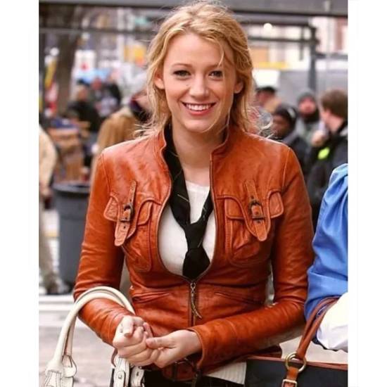 TV-Series Gossip Girl Blake Lively Brown Leather Jacket