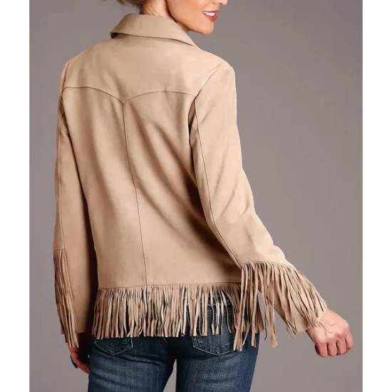 Women’s Fringe Brown Suede Leather Jacket