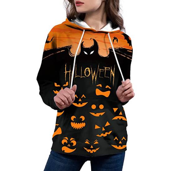 Women's Halloween Pumpkin Pullover Hoodie