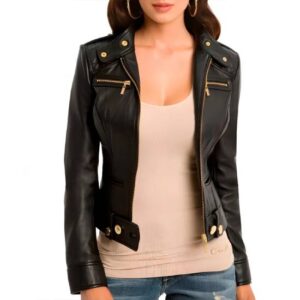 Women’s Marciano Dakira Moto Black Leather Jacket