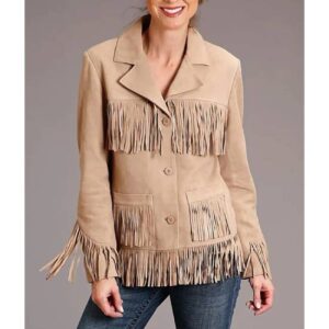 Women’s Suede Leather Fringe Brown Jacket