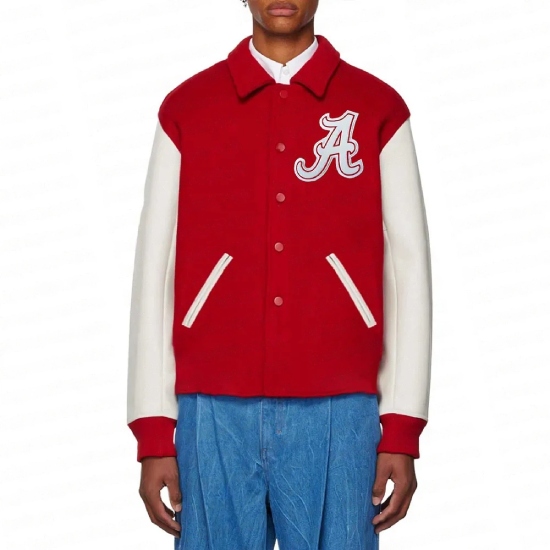 Alabama Crimson Tide Red And White Wool Varsity Jacket