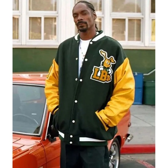 Green and Yellow Snoop Dogg Ego Trippin Wool Varsity Jacket