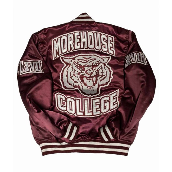 Morehouse College Maroon Bomber Satin Jacket