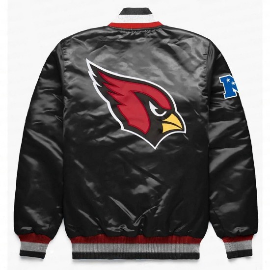 NFL Arizona Cardinals Exclusive Black Satin Full-Snap Jacket