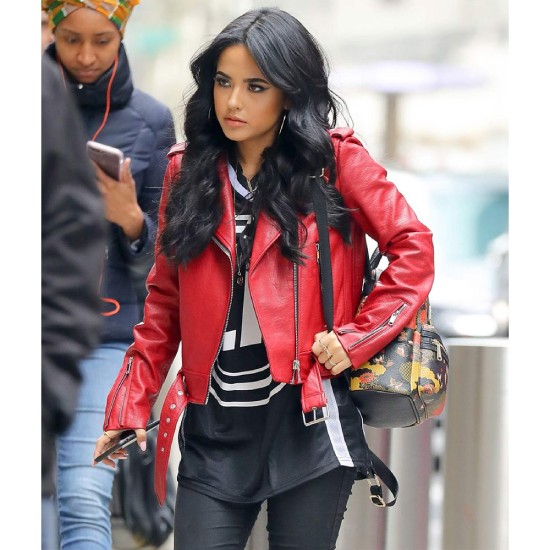 New York City Becky G Red Biker Leather Jacket