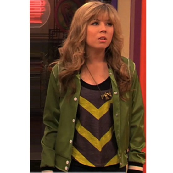 Sam Puckett iCarly S05 Jennette McCurdy Green Bomber Satin Jacket