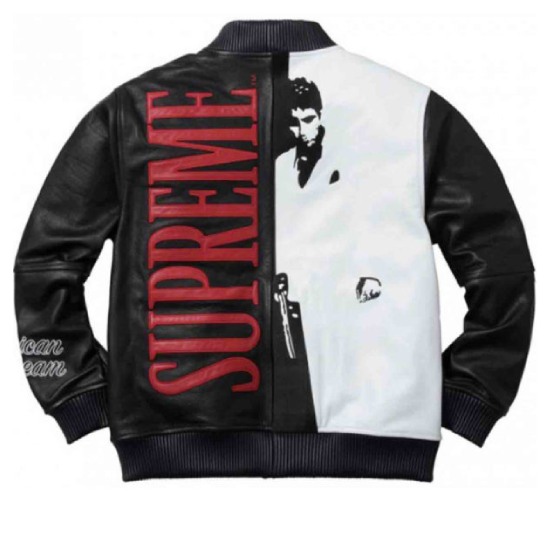 Scarface Tony Montana Leather Black and White Jacket