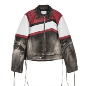 Seven Feat Latto Jung Kook Color Block Biker Leather Jacket