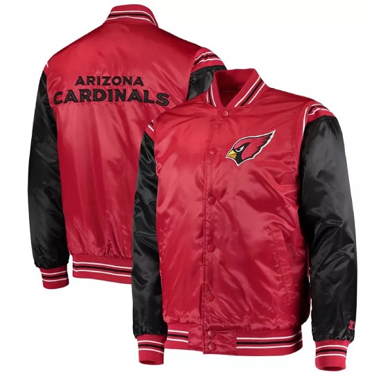 Starter Arizona Cardinals Enforcer Red and Black Satin Jacket