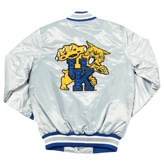 Starter Kentucky Wildcats Silver Satin Full-Snap Jacket