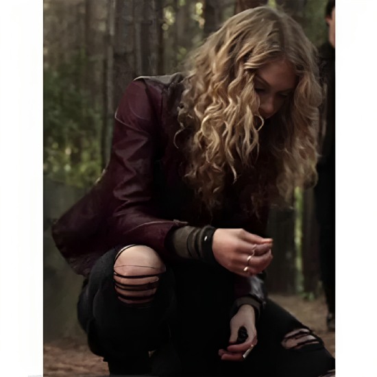 The Vampire Diaries S06 Penelope Mitchell Brown Biker Leather Jacket