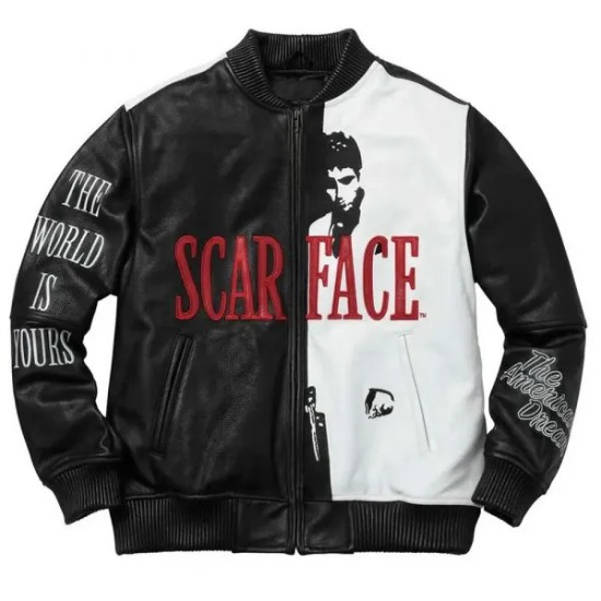 Tony Montana Scarface Black and White Leather Jacket