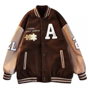 Achock Brown Wool Varsity Jacket