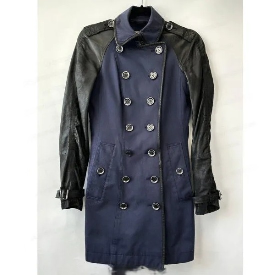 Kate Beckett Castle S07 Stana Katic Blue And Black Trench Coat