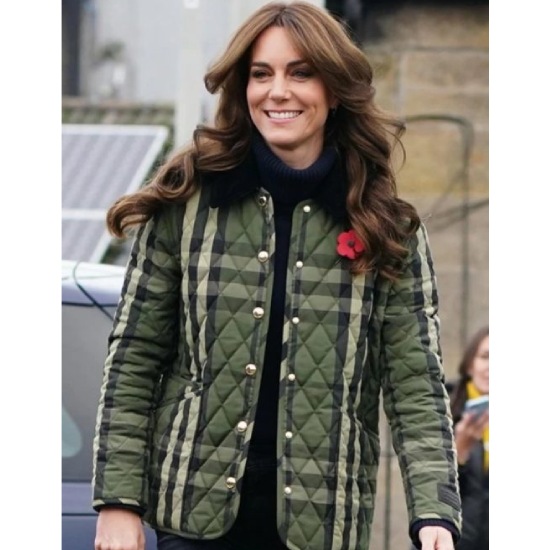 Kate Middleton Green Quilted Plaid Jacket
