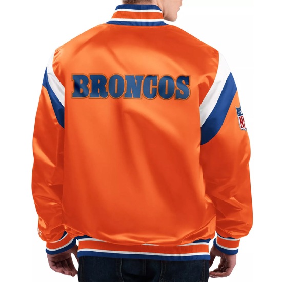 Shutout Throwback Denver Broncos Full-Snap Orange Satin Jacket